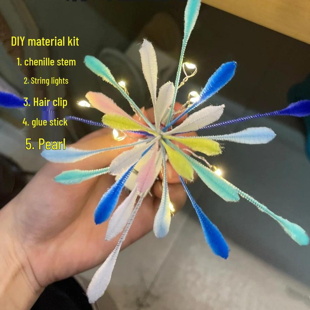 Leuchtender Feuerwerk-Twist-Stick Haarspange DIY-Kit für Neujahrsbouquets und Kopfschmuck Geschenk