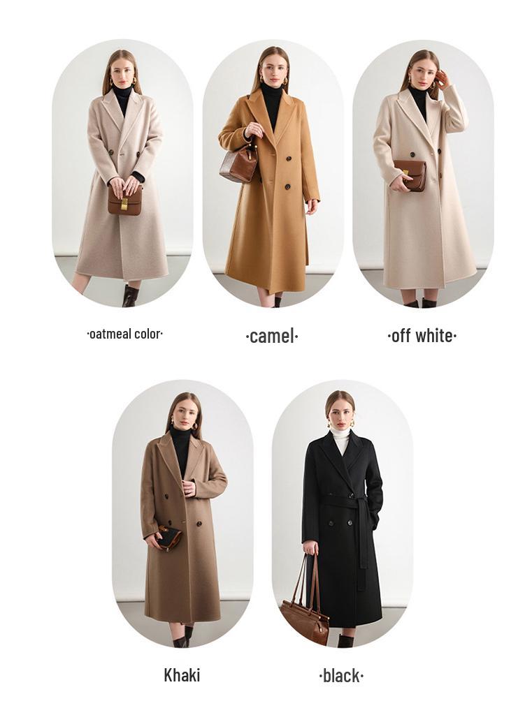 Women's Double-Sided Wool Blend Belted Overcoat for Autumn/Winter 2024