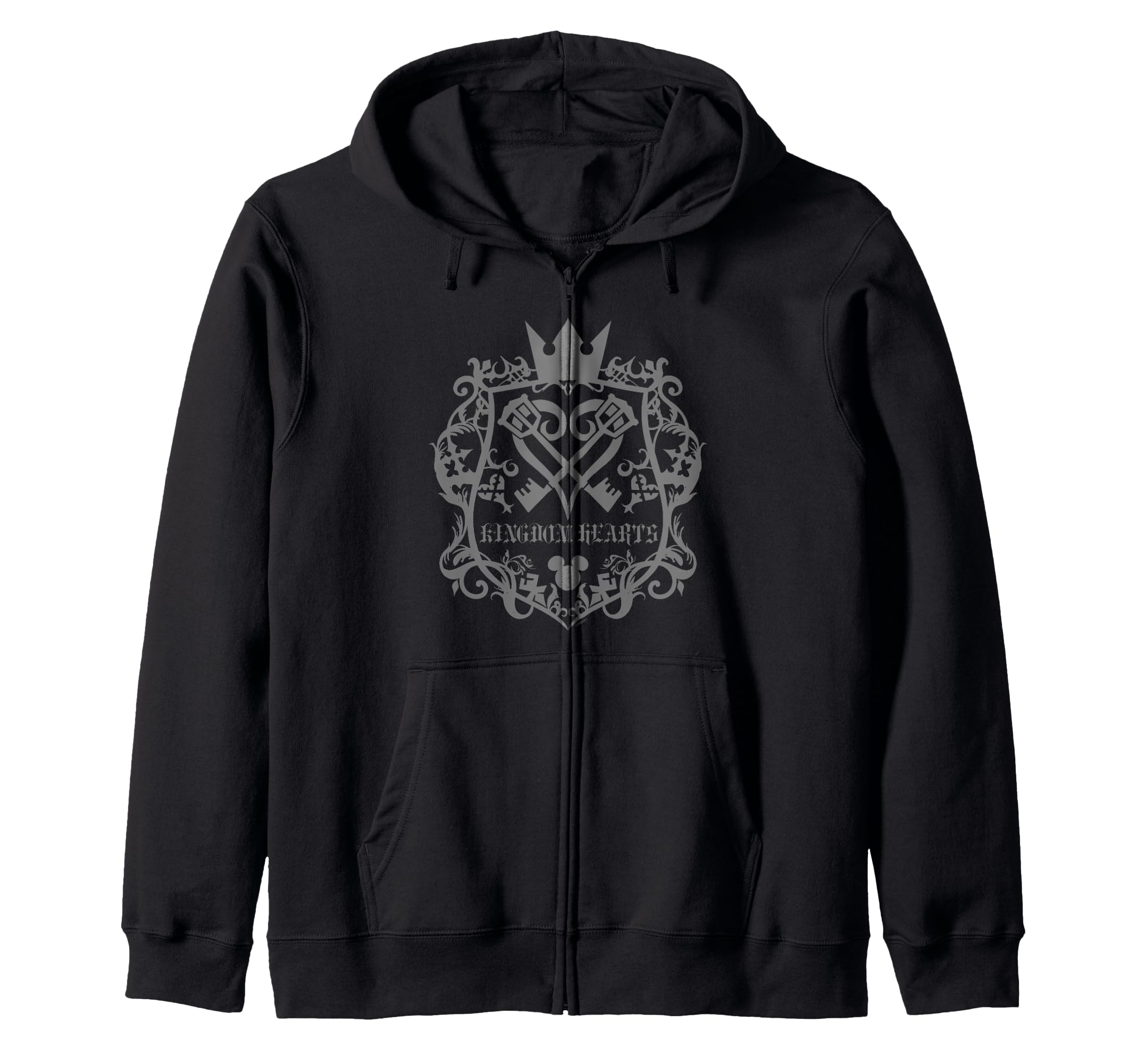 Kingdom Hearts Scroll Key Cross Heartless Design Zip Hoodie