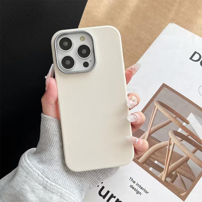 For IPhone 16 Minimalist Phone Case 15promax for Apple 17 Plain Leather Solid Color Premium Anti Fall Protective Case