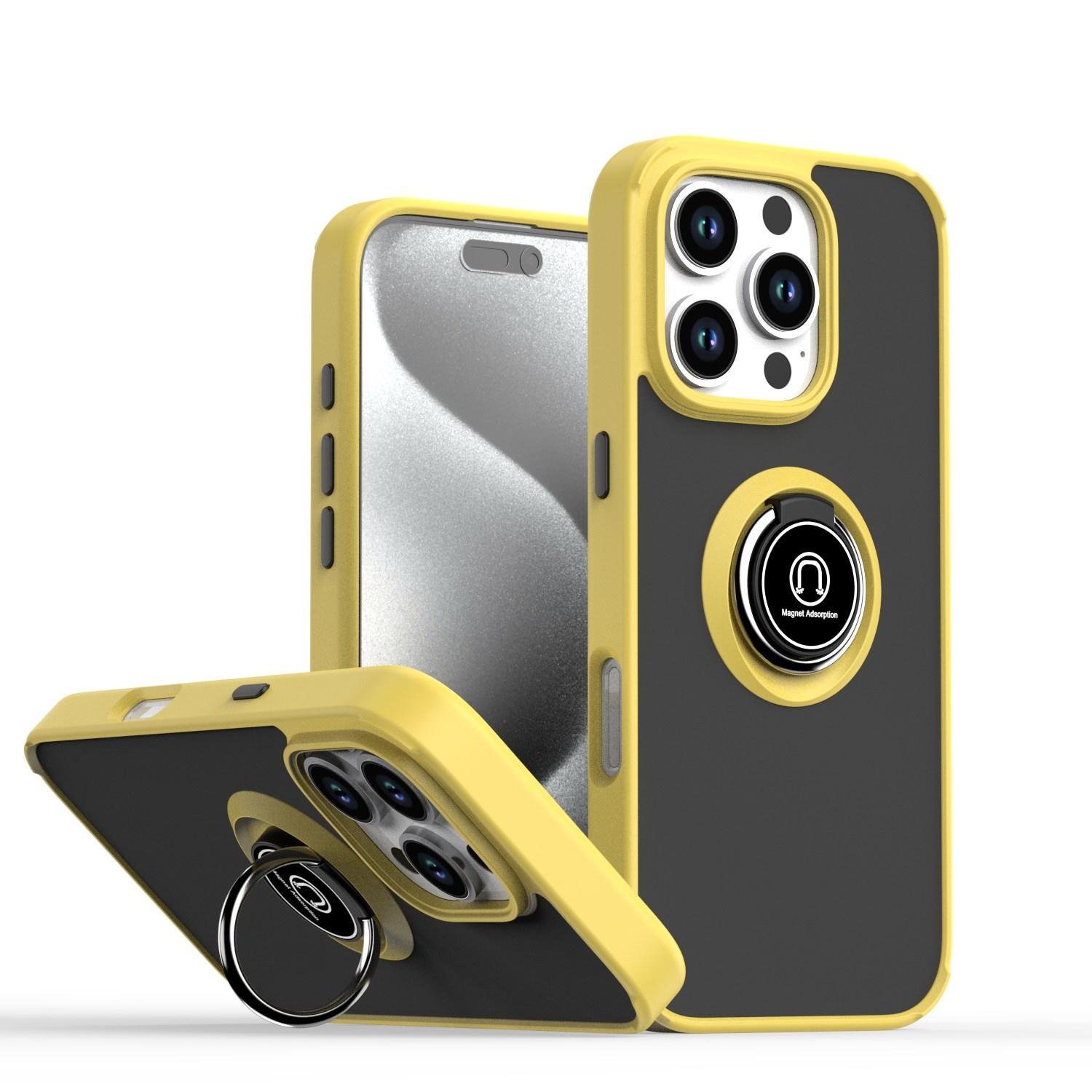 Shockproof Magnetic Car Phone Case For iPhone 17 16 Pro Max Air 16 Plus Shockproof Matte Clear Cover For iPhone 17 Pro жёлтый