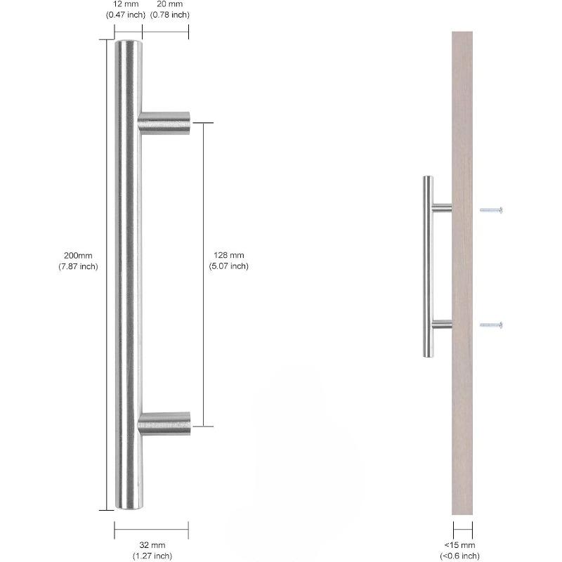 6 Pack Brushed Nickel Stainless Steel Cabinet Pulls, Modern Kitchen Drawer Handles Hardware