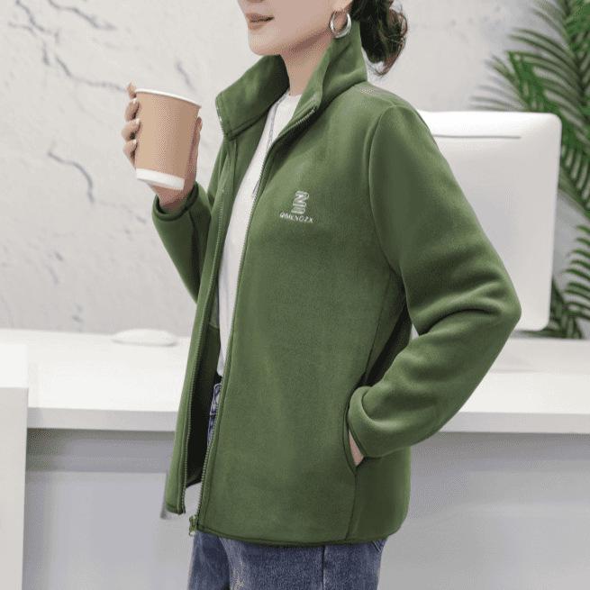 

Стильная флисовая куртка для женщин среднего возраста: Толстовка свободного кроя на молнии для осени/зимы 3XL (130-145 lbs)