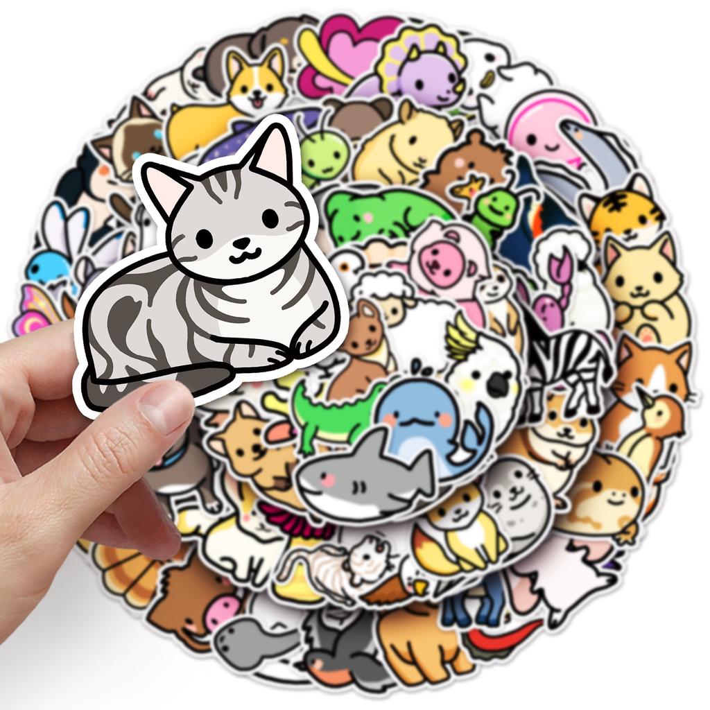 100 Cartoon Animal Doodle Personality Cute Children's DIY Hand Ledger Skateboard Suitcase Sticker Waterproof