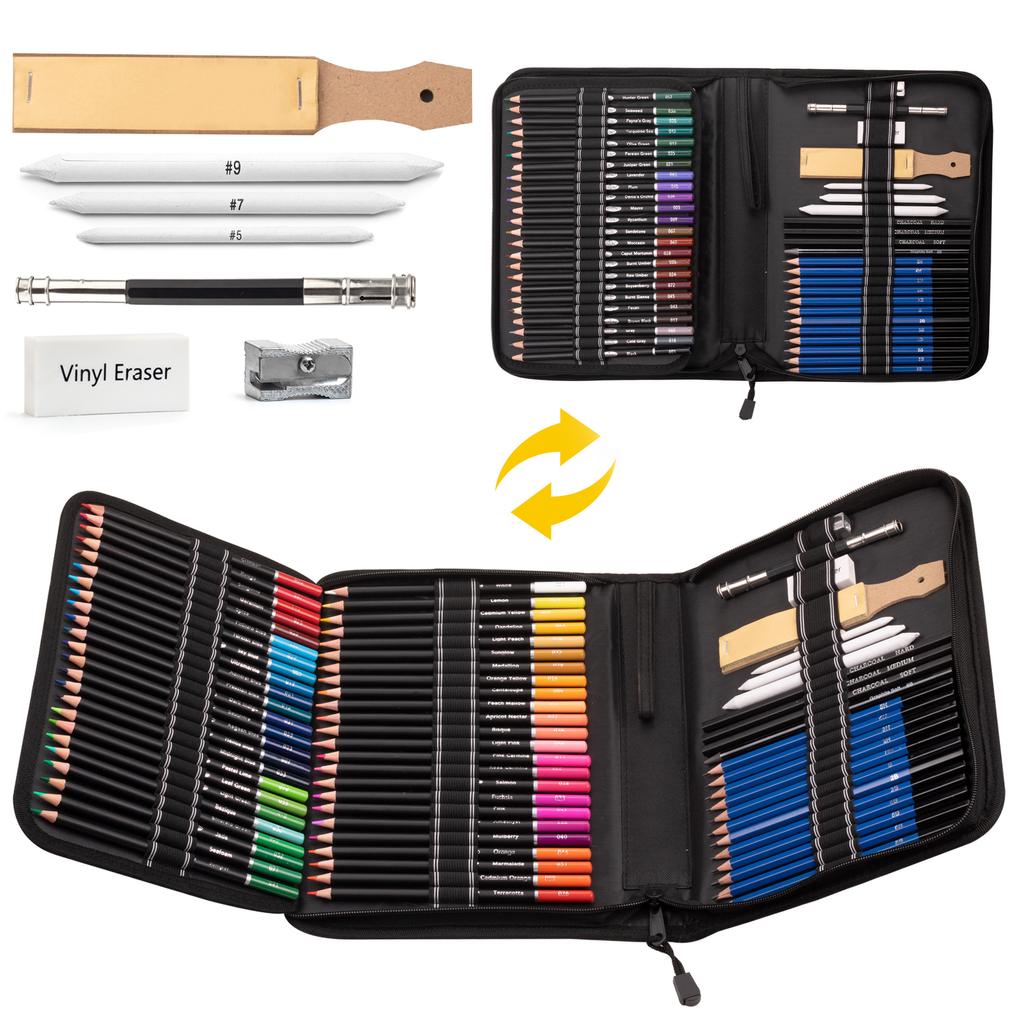 95-teiliges neues Malskizzen-Bleistift-Set für Künstler, auf Ölbasis, zum Zeichnen, Kohlestift-Set