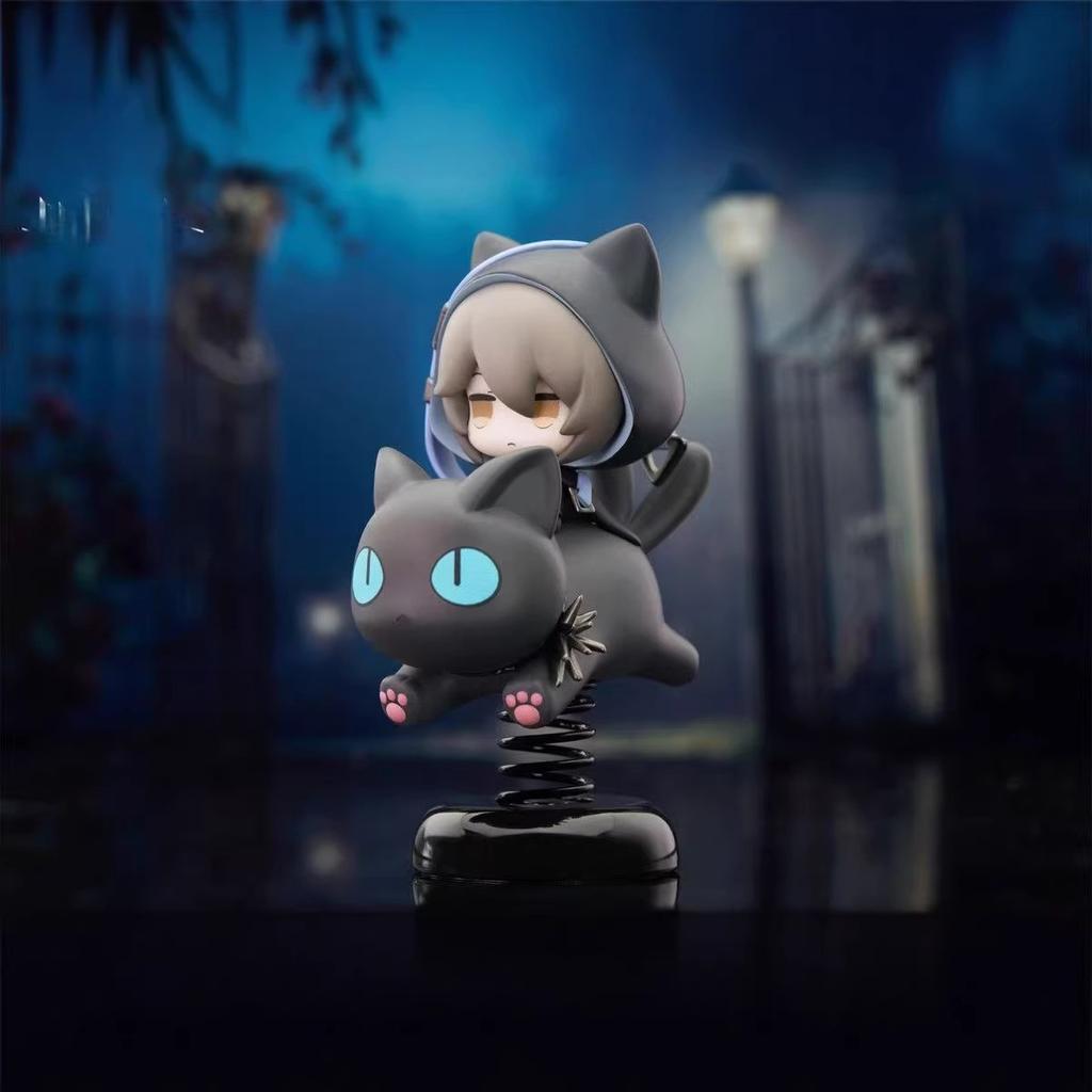Anime Bobblehead Arknights Q Cute Cat Figure Car Dashboard Decor Desk Ornament Spring Base Game Character Car Interior Accessory