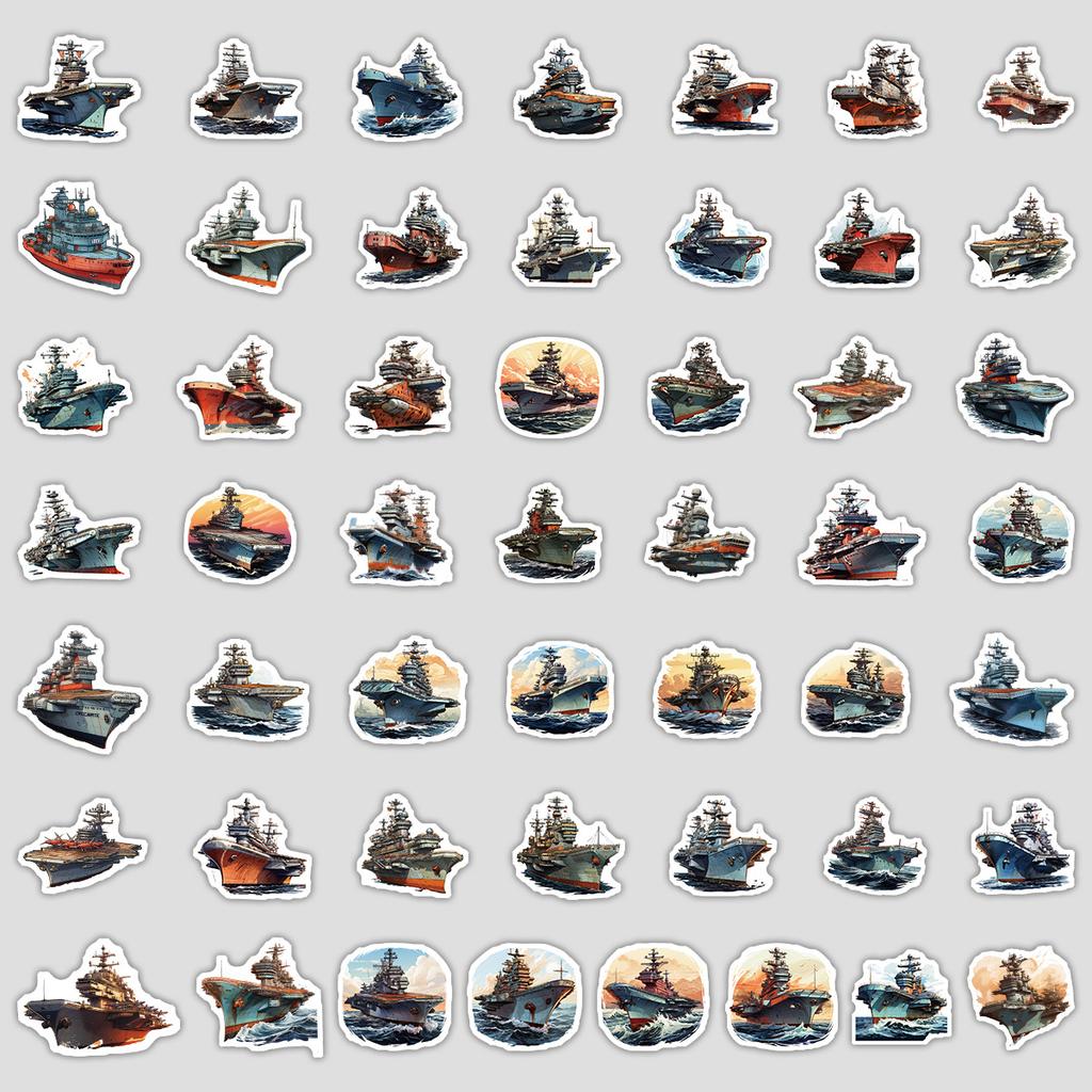 50 Pieces of Aircraft Carrier Series Graffiti Stickers, Stationery Stickers, Water Cups, Notebooks, Skateboards, Waterproof Decorative Stickers
