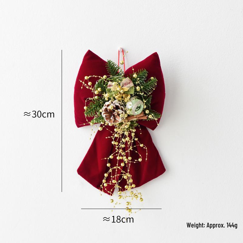 Large Red Velvet 3D Christmas Bow Pendant Ornament