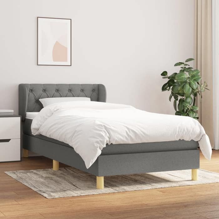 Maison Exclusive - Sommier à lattes de lit avec matelas Gris foncé 80x200 cm Tissu