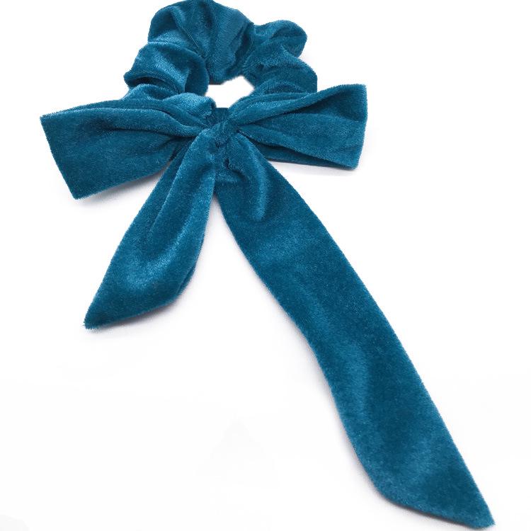 Korean Velvet Bow & Ribbon Swallowtail Scrunchie for Women