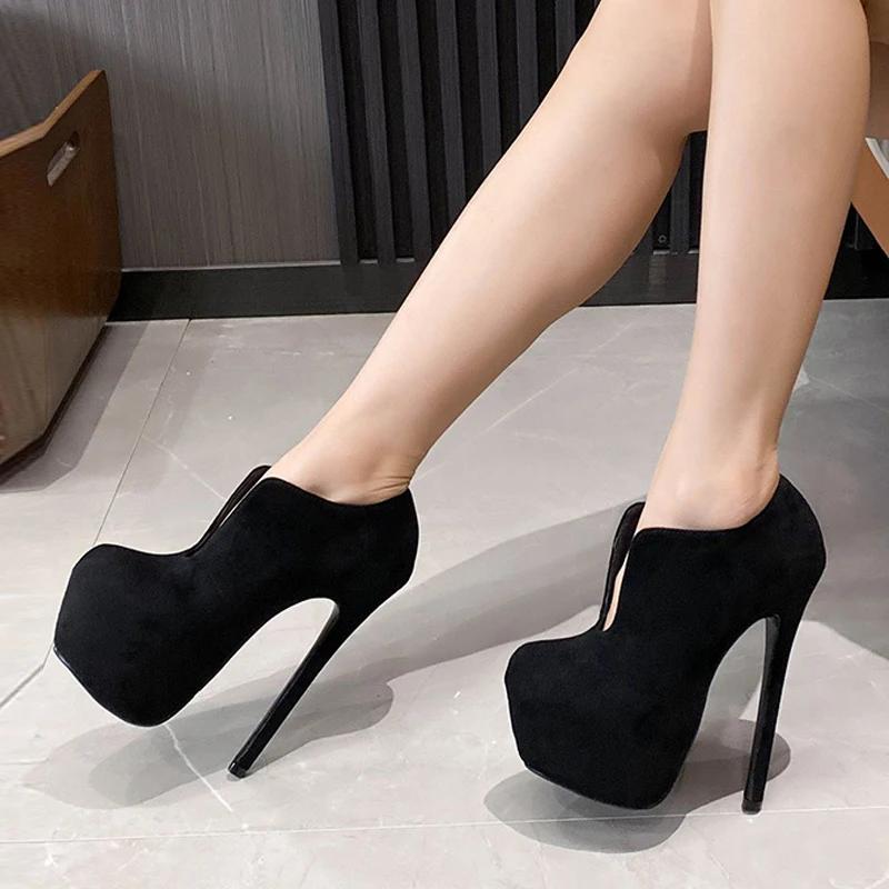Sexy Super High Heel Platform Shoes Women 2025 New Thin High Heel Stripper Pole Dance Shoes Comfortable Round Toe Non Slip Pumps