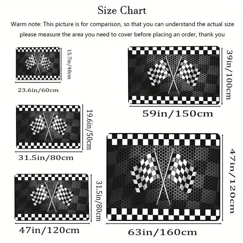 Black and White Checkered Flag Carpet Durable Anti-Slip Racing Sports Decorative Floor Mat Living Room Carpet Home Decor
