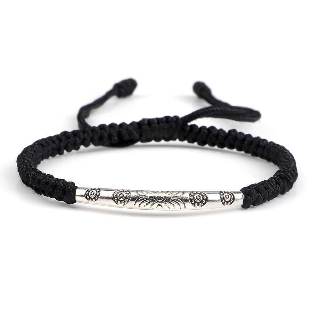 Unisex Handmade Silver Oval Rope Bracelet for Couples & Best Friends