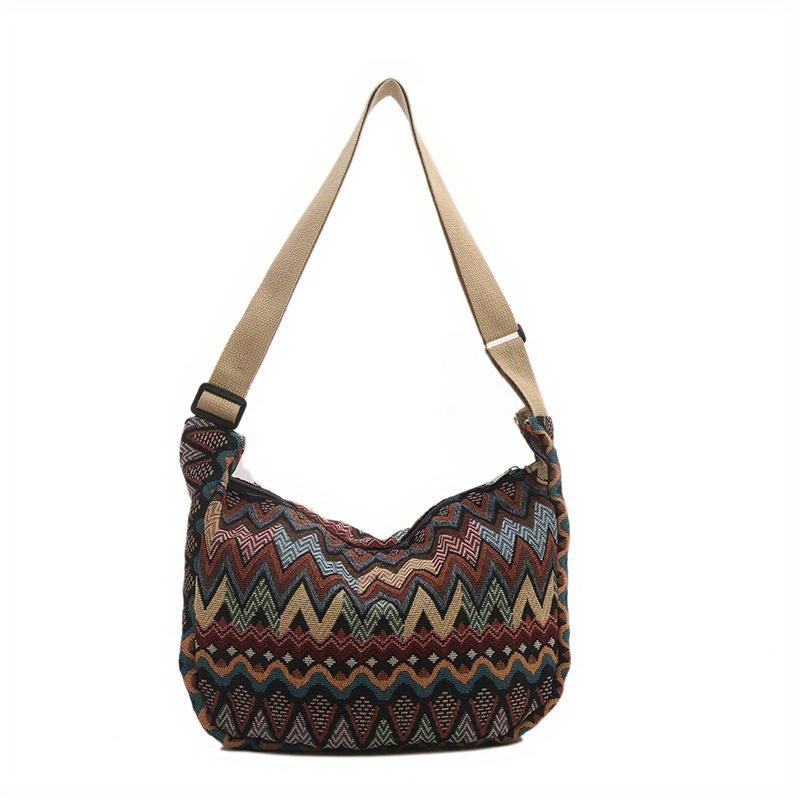 

Простая и стильная сумка через плечо из холста с регулируемым ремешком, вышитой строчкой, складная и вместительная коричневый