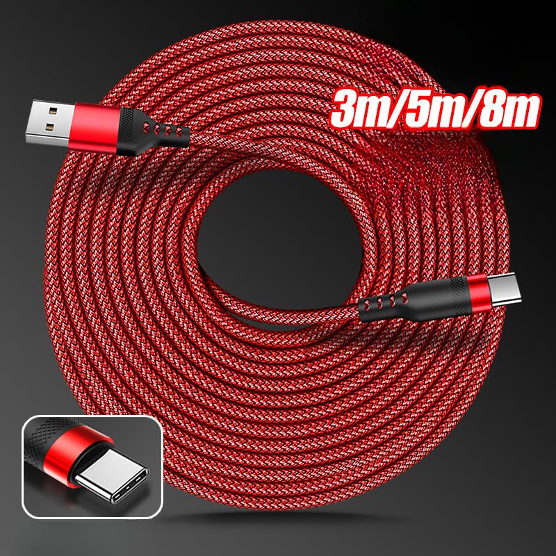 USB TYPE C-kabel 5A superrask ladekabel for Android 3m 5m 8m USB C-forlengelseskabel for Samsung Oneplus Universal