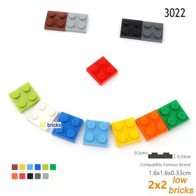 30 Stück MOC Bausteine 3022 Dünne Platte 2x2 Noppen Bausteine 2*2 Figuren Steine DIY Pädagogisches Kreatives Spielzeug für Kinder