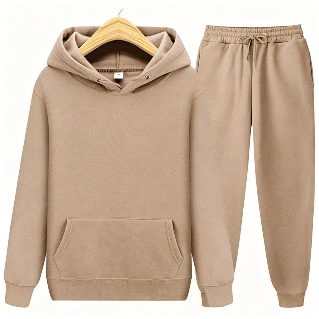 Men's Autumn/Winter Casual Hooded Sweatshirt & Long Pants Set for Fitness and Running.