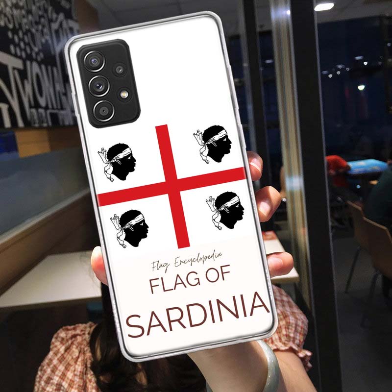 Flagge von Sardinien Handyhülle Für Samsung A15 A25 A35 A55 Galaxy A12 A22 A32 A52S A72 A05S A02S A42 J6 J4 A6 A7 A8 A90 A80 J8 A9 C