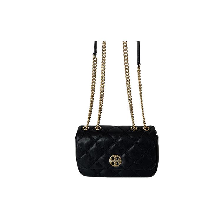 TORY BURCH Willa Leather Messenger Bag, Shoulder Bag Small Women's Black 148243-001