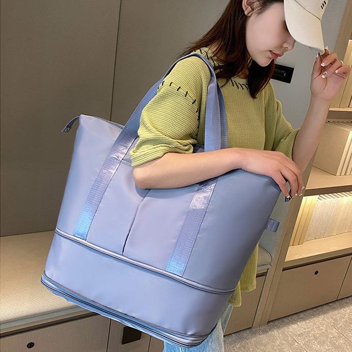 Large-capacity Double-layer Expandable Sports Handbag with Dry and Wet Separation, Suitable for Swimming, Yoga, Fitness, and Short-trip Travel