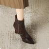 NEW Loafers Wedges Women Shoes Winter High Heels Shallow Elegant Shoes Pointed Toe Side Zipper New Party Dress Ladies Snow Botas