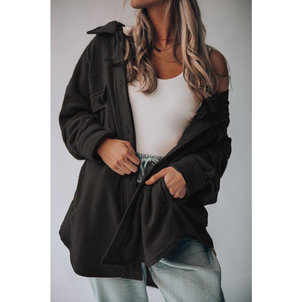 Winter Women's Fashion Long-sleeved Single-breasted Cardigan Fleece Sweater Woolen Jacket