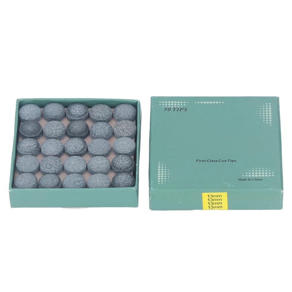 50PCS Leather Billiard Pool Cue Tips Glue-on Multiple Sizes Snooker Cue Tips Storage Box Pool Cue Tips Replacement Snooker Cues