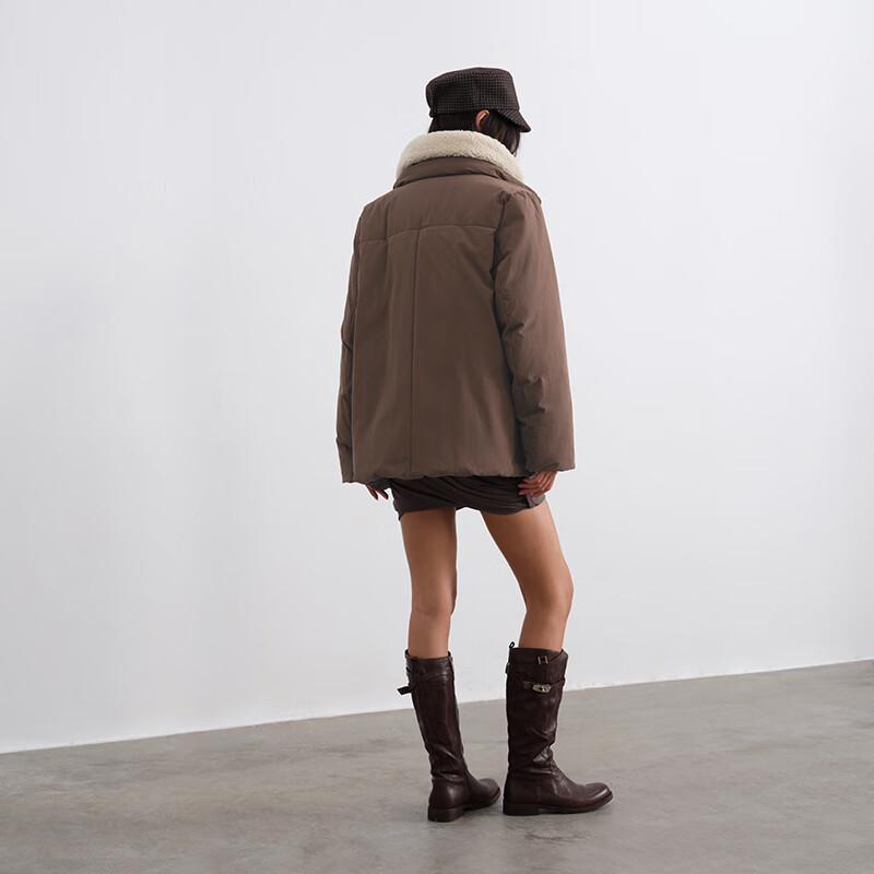 GREEN BELT Women's Faux Fur Collar Short Duck Down Jacket