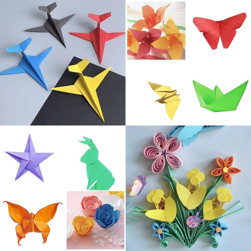 Sada 400 listů origami papíru - 10/15/20cm oboustranný barevný krepový papír pro DIY