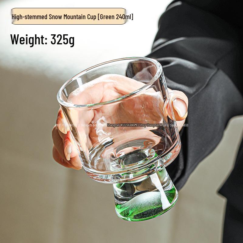 Elegant Tall Mountain-View Glass Cup for Cocktails, Coffee & Sparkling Water