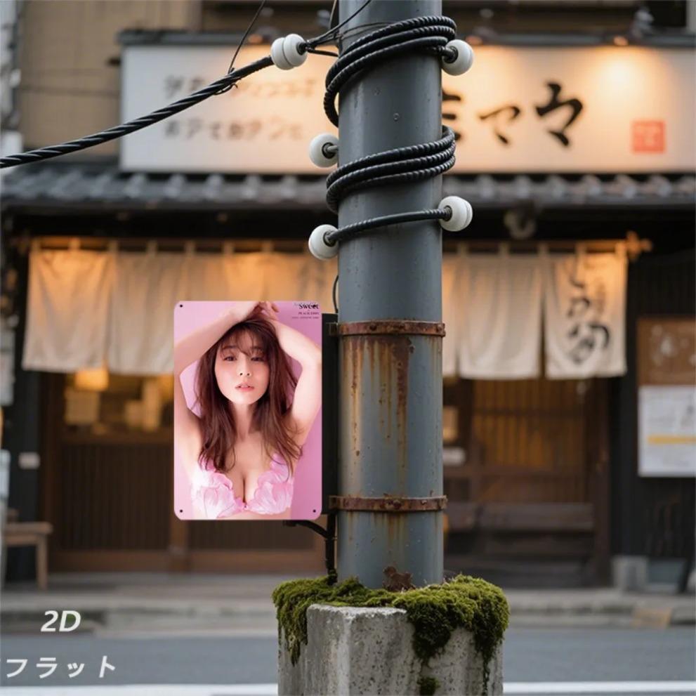 Hisun Tin Sign HD Metal Tin Sign Cute Japanese Girl In Pink Floral Lingerie Retro Metal Plaque Wall Art for Man Cave Decor X Inch