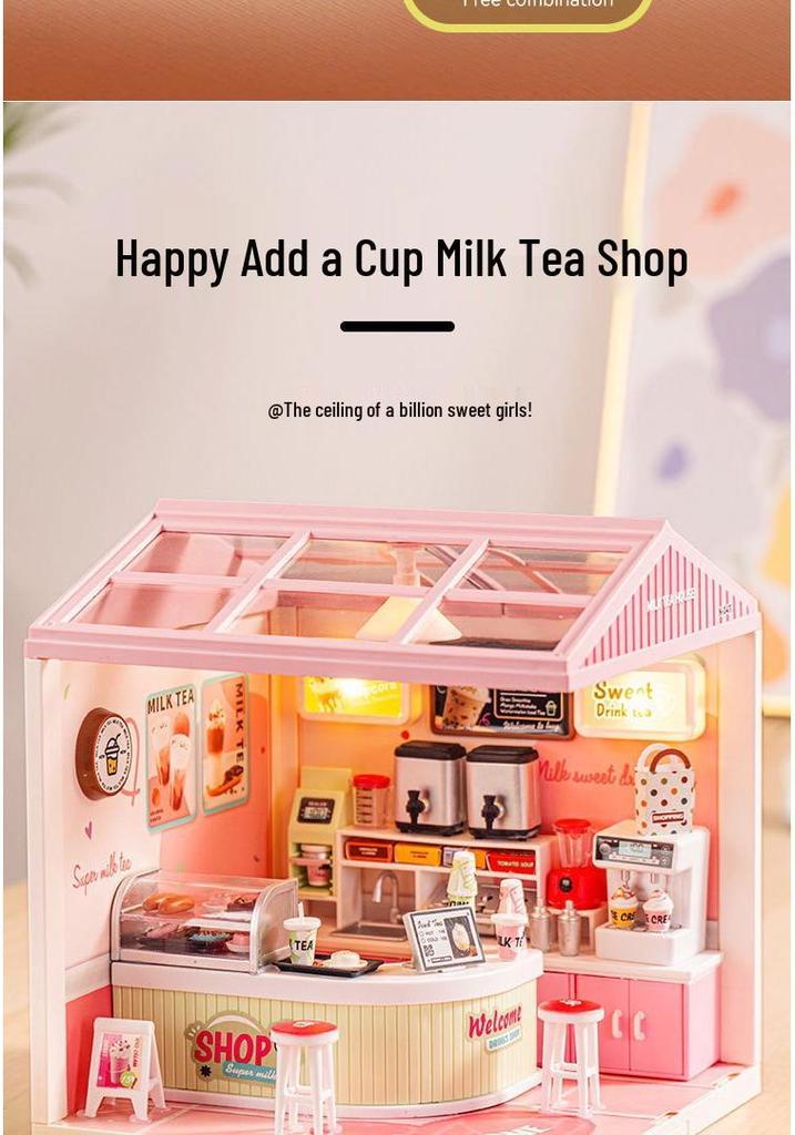 Children's DIY Dollhouse Model with Lights - Big City & Small Town 3D Building Puzzle Educational Toy Gift