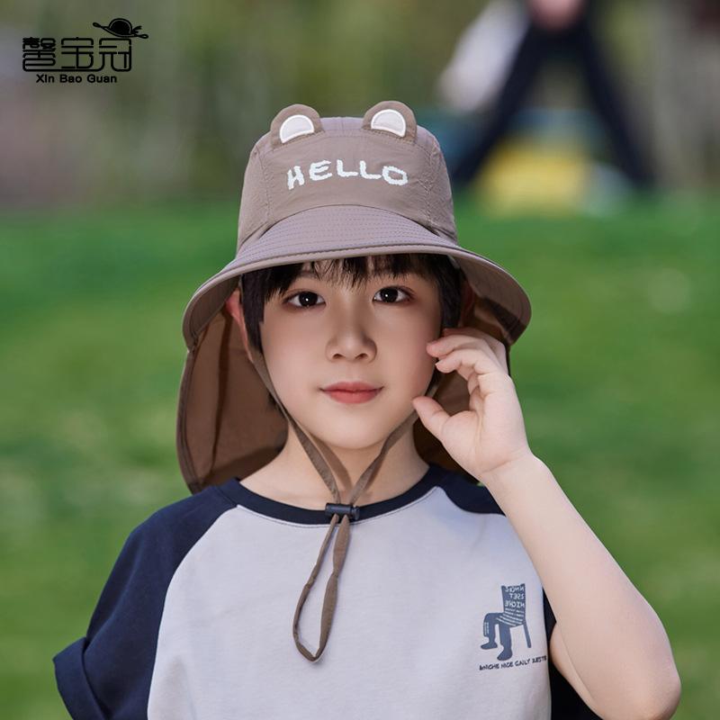 Children's Summer Hat Boys And Girls Outdoor Sunscreen Hat Large Brim Shawl Fisherman Hat Cap Cute Sun Hat Beach Accessories