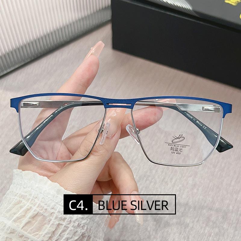 

54-15 New Men s Classic Full Frame Double Beam Glasses Frame Metal Optical Glasses Anti-Blue Light Reading Glasses Anti blue light 0