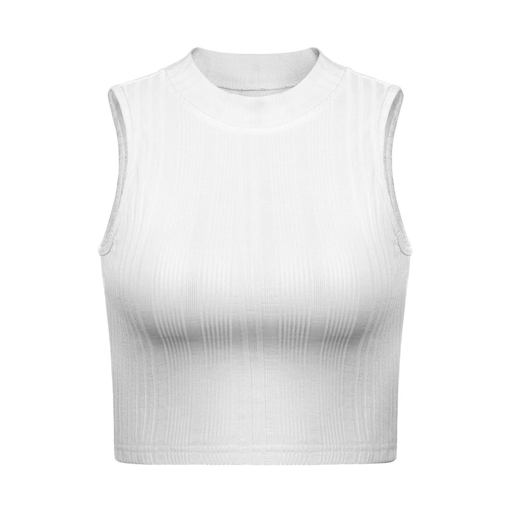 European and American women's clothing pullover round neck sleeveless exposed navel short small vest women's summer outer wear with a micro backless t