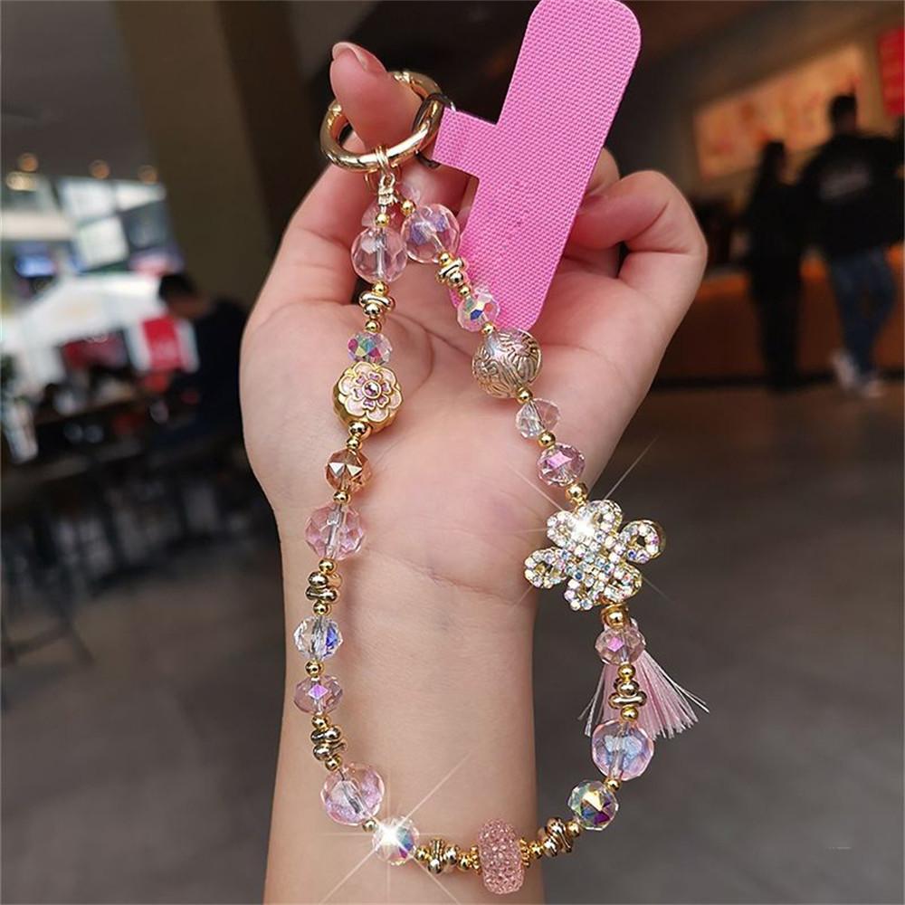

Knot Phone Lanyard Strap 26cm Length Phone Wristlet Accessory with Tether Tab Pink