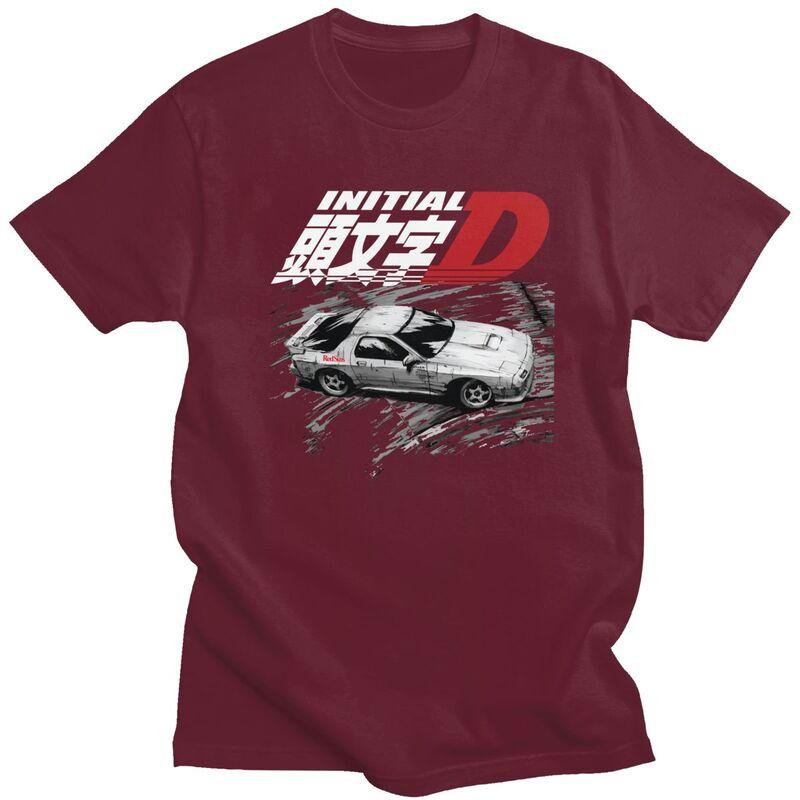 Custom Anime Initial D T Shirts Men Pure Cotton Tees Tshirt ShortSleeve Tshirt