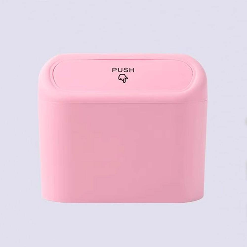 Push Lid Hanging Car Trash Can Square Portable Vehicle Waste Bin Storage Organizer Black White Pink Car Interior Garbage Holder