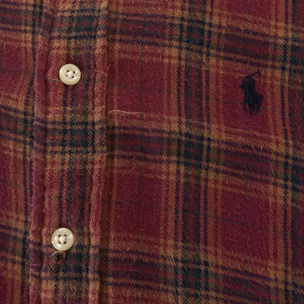 POLO COUNTRY RALPH LAUREN 90s Check Pattern logo embroidery Long sleeve Button down shirt Men's Used