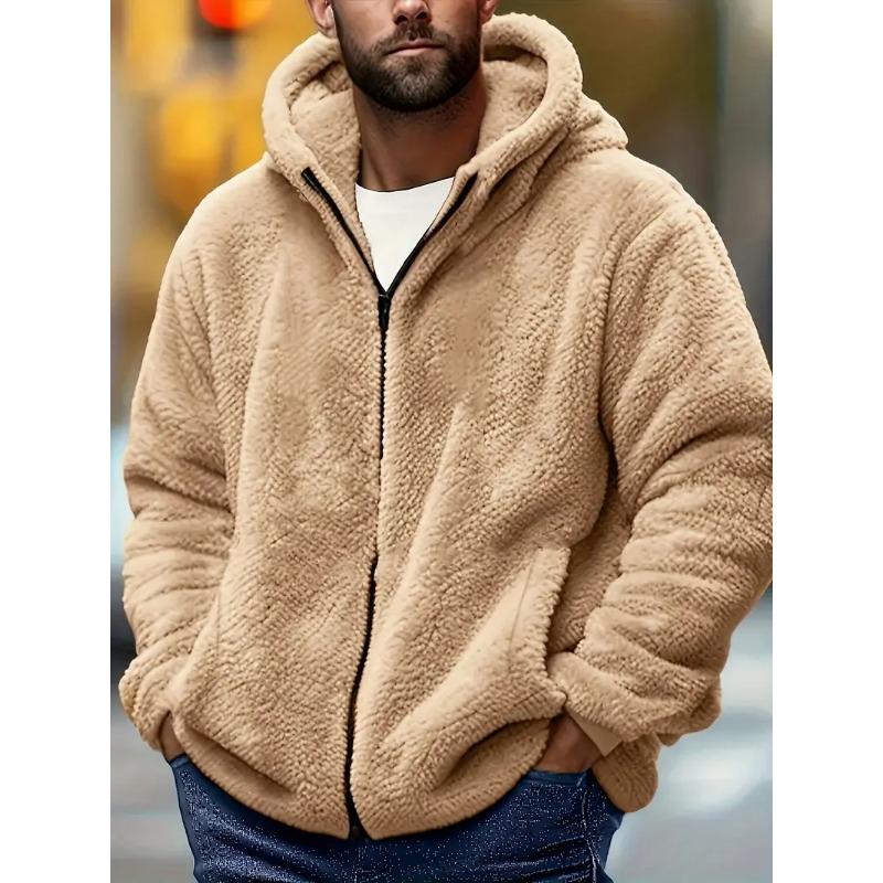 Men's Coral Fleece Jacket Hoodie Thickened Autumn Winter Warm Zipper Hooded New Arrival Comfortable Sweatshirt