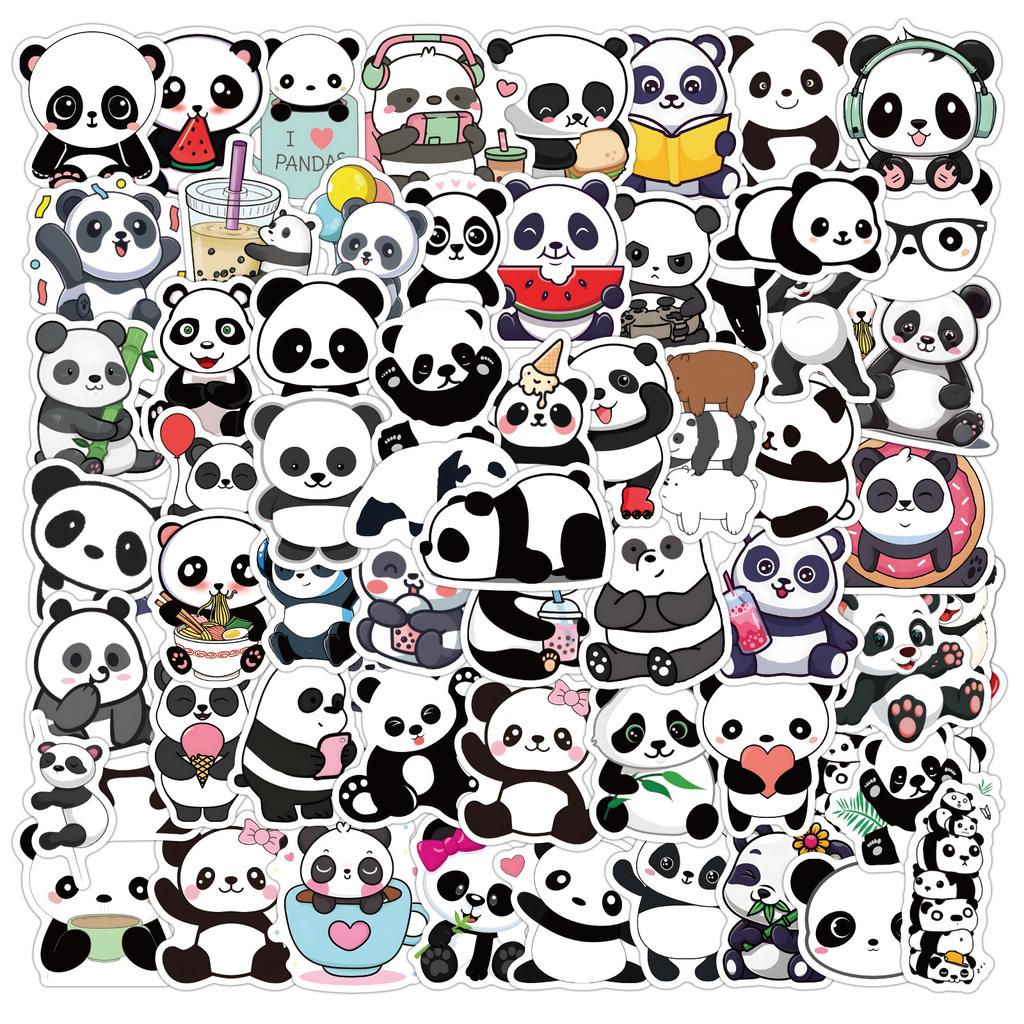 60 Cartoon Panda Graffiti Aufkleber Personalisierte Dekoration Motorrad Gitarre Koffer Wasserdichte Aufkleber