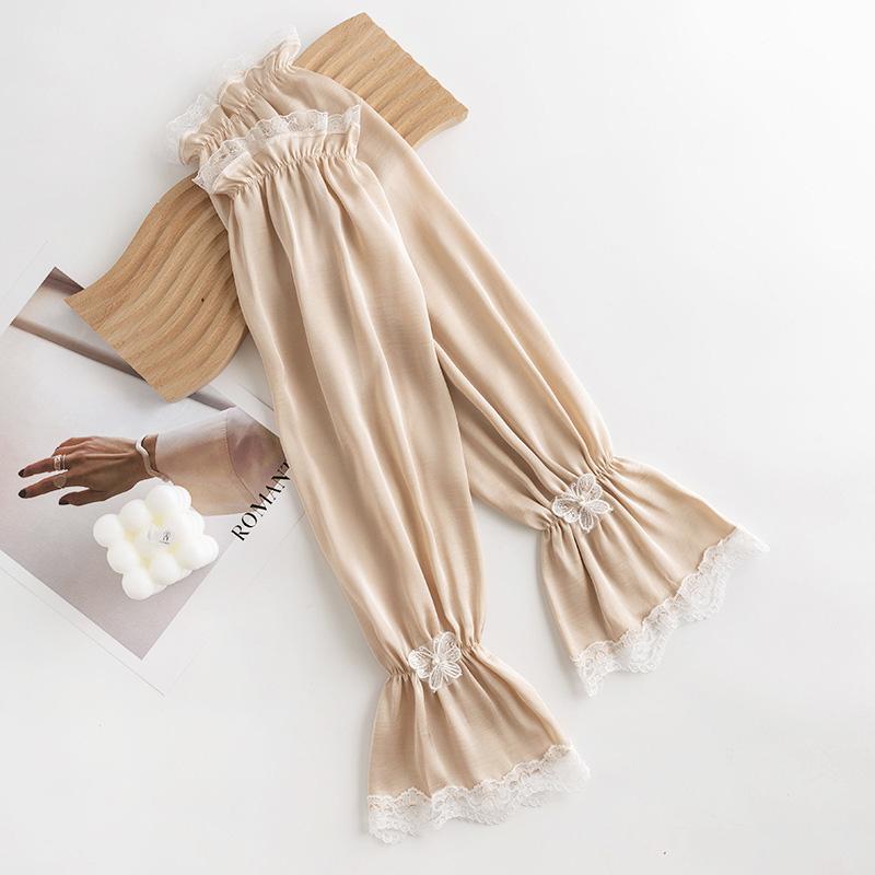 

Кружевной бант, солнцезащитные рукава, женские, корейские, свободные, ледяные, шелковые, летние, анти-УФ, солнцезащитный козырек для езды на велосипеде и вождения