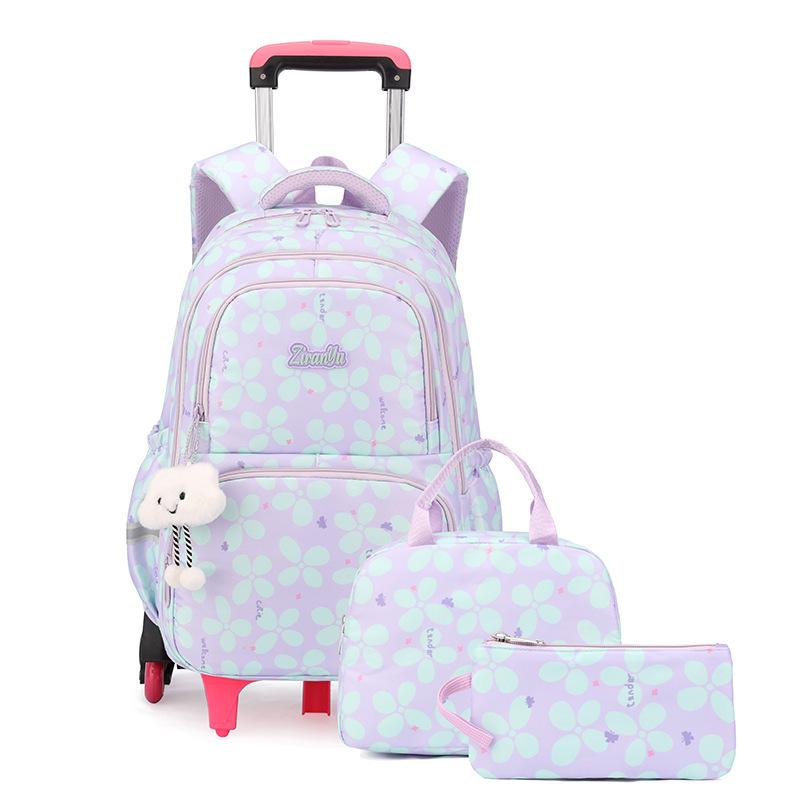 Set Zaino Scolastico Zaino con Ruote per Ragazze Studenti Zaino Trolley con Ruote Borsa Scolastica con Ruote Bagaglio da Viaggio Zaino per Libri