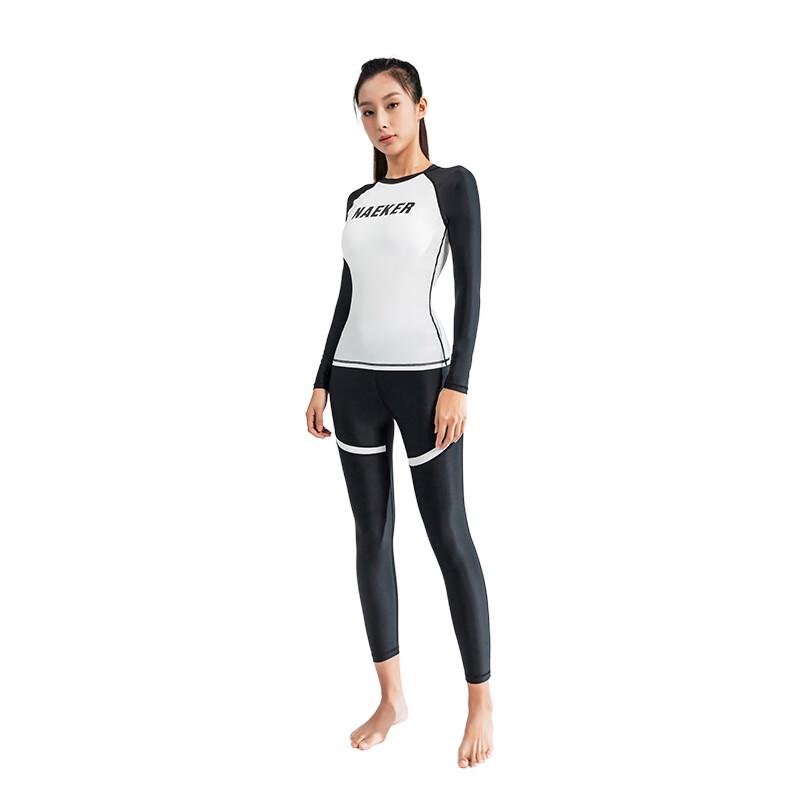 WEZHO Women's Long-Sleeve Two-Piece Rash Guard