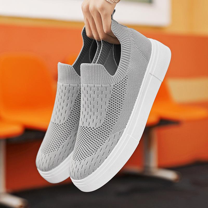 Fashion Men's Summer Platform Canvas Skate Shoes Black Work-Ready Sneakers Breathable Mesh Comfort Thick Sole for Casual Athleisure Wear