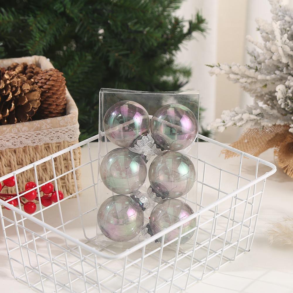 6PCS Plastic Laser Christmas Balls Pendant Small Merry Christmas Decoration Christmas Balls Set Holiday Decoration