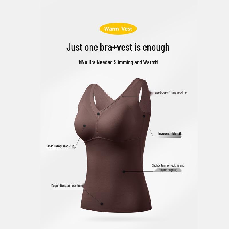 Women's Lyocell Silk Down Vest with Built-in Bra Pads - Y-type Close-Knit, Warm Inner Layer.