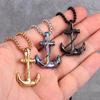 Stainless Steel Sea Anchor Sailor Man Men Necklaces Chain Pendants Punk Rock Hip Hop Unique for Male Boy  Jewelry Gift