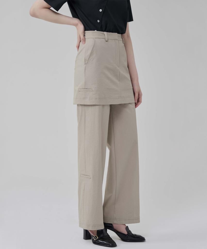 HYEYEONG KIM Nylon Skirt Layered Trousers - Beige