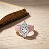 Pink Silicone CZ Ring for Women, Marquise Cut Cubic Zirconia with White Gold Prongs, Daily Wear Casual Fashion Jewelry Gift